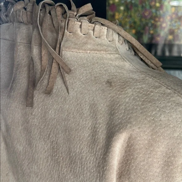 Dialogue Beige Fringe Suede Blazer - Picture 5 of 8